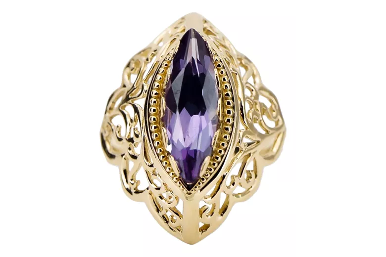 14K Жовте золото Олександрит Каблучка Вінтаж вироби vrc017y